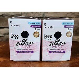 Leggs Silken Mist Ultra Sheer Leg Control Top Jet Black Size Q Total Of 4 Pair